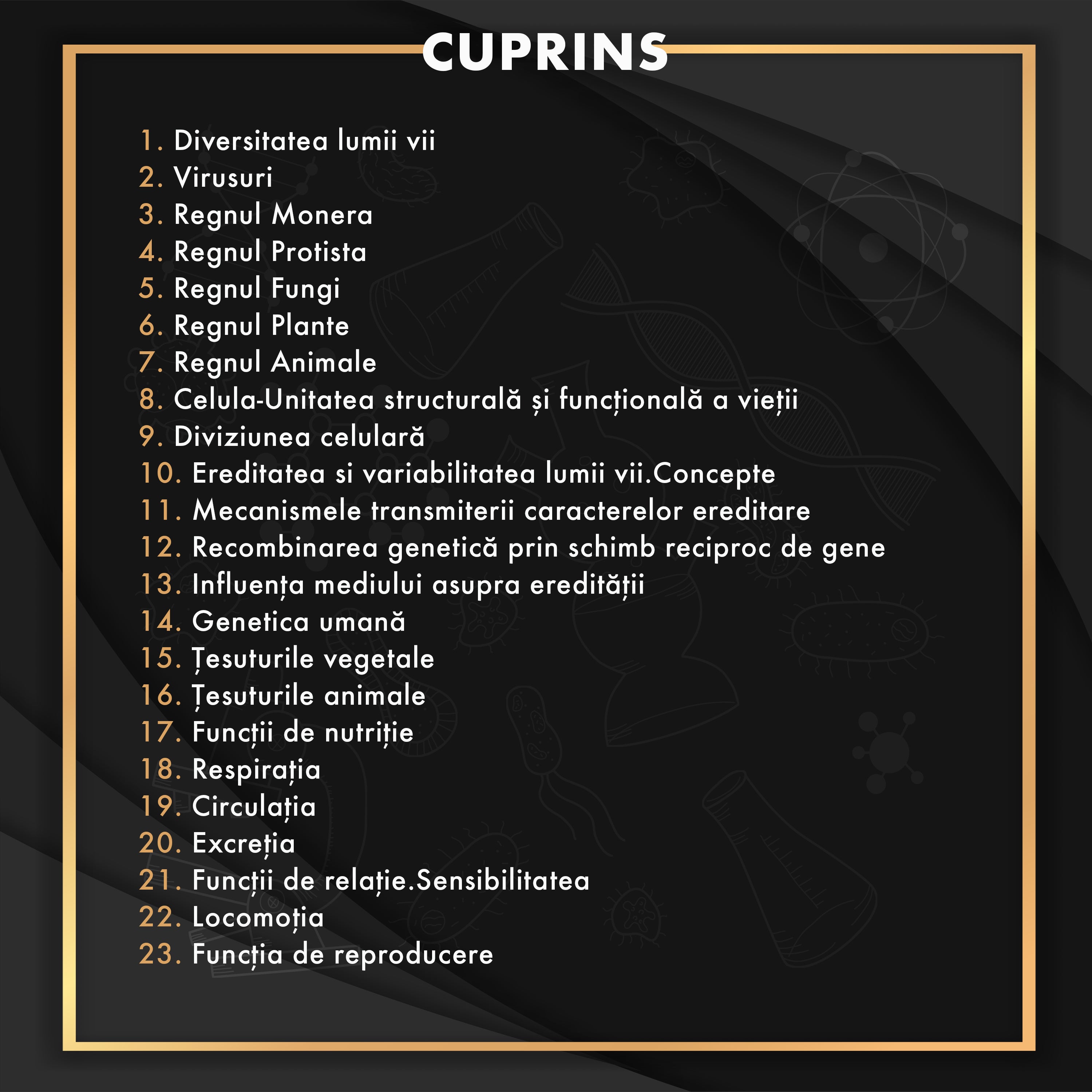 Cuprins Carte Bac Biologie IX-X