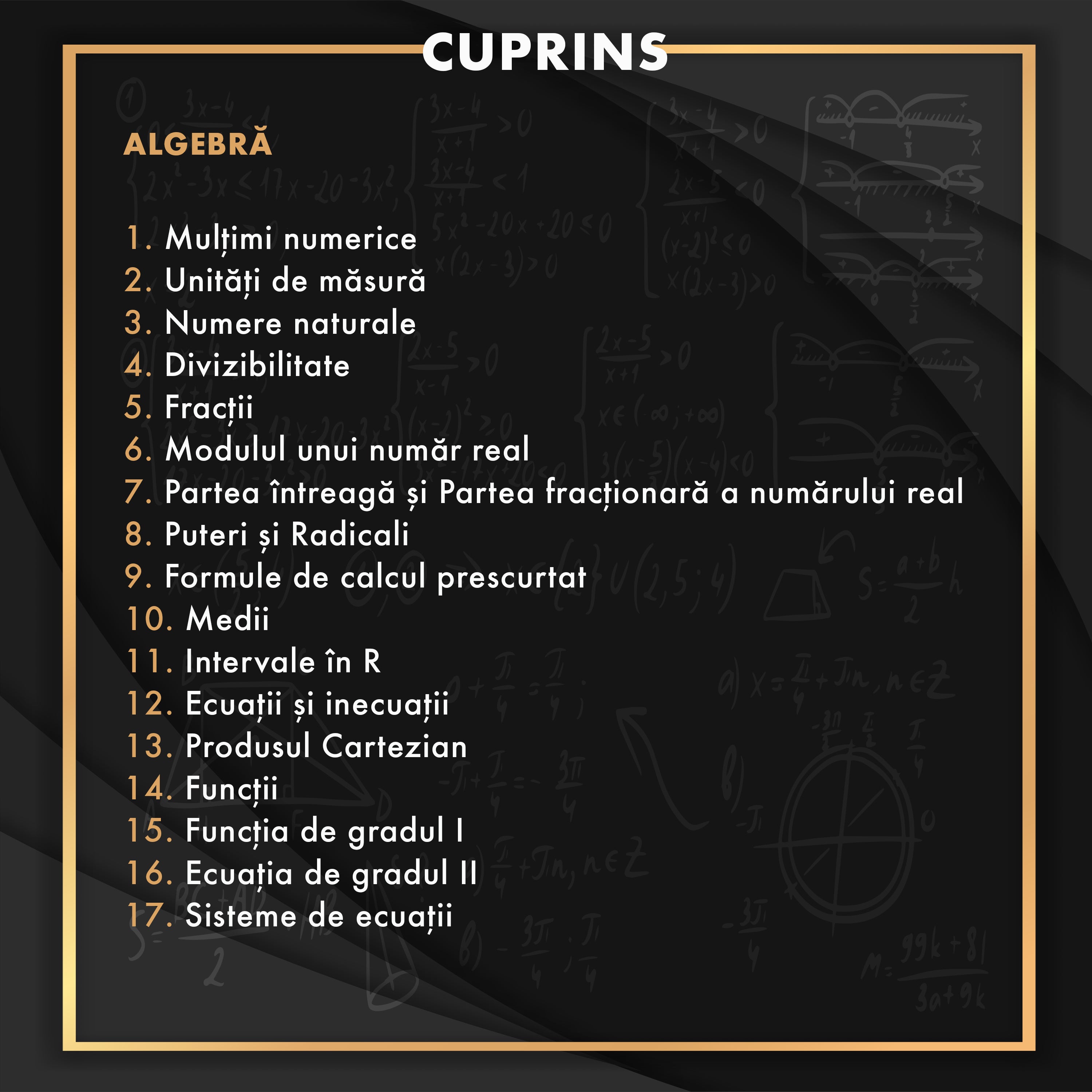 Cuprins Carte Evaluarea Națională Matematică 