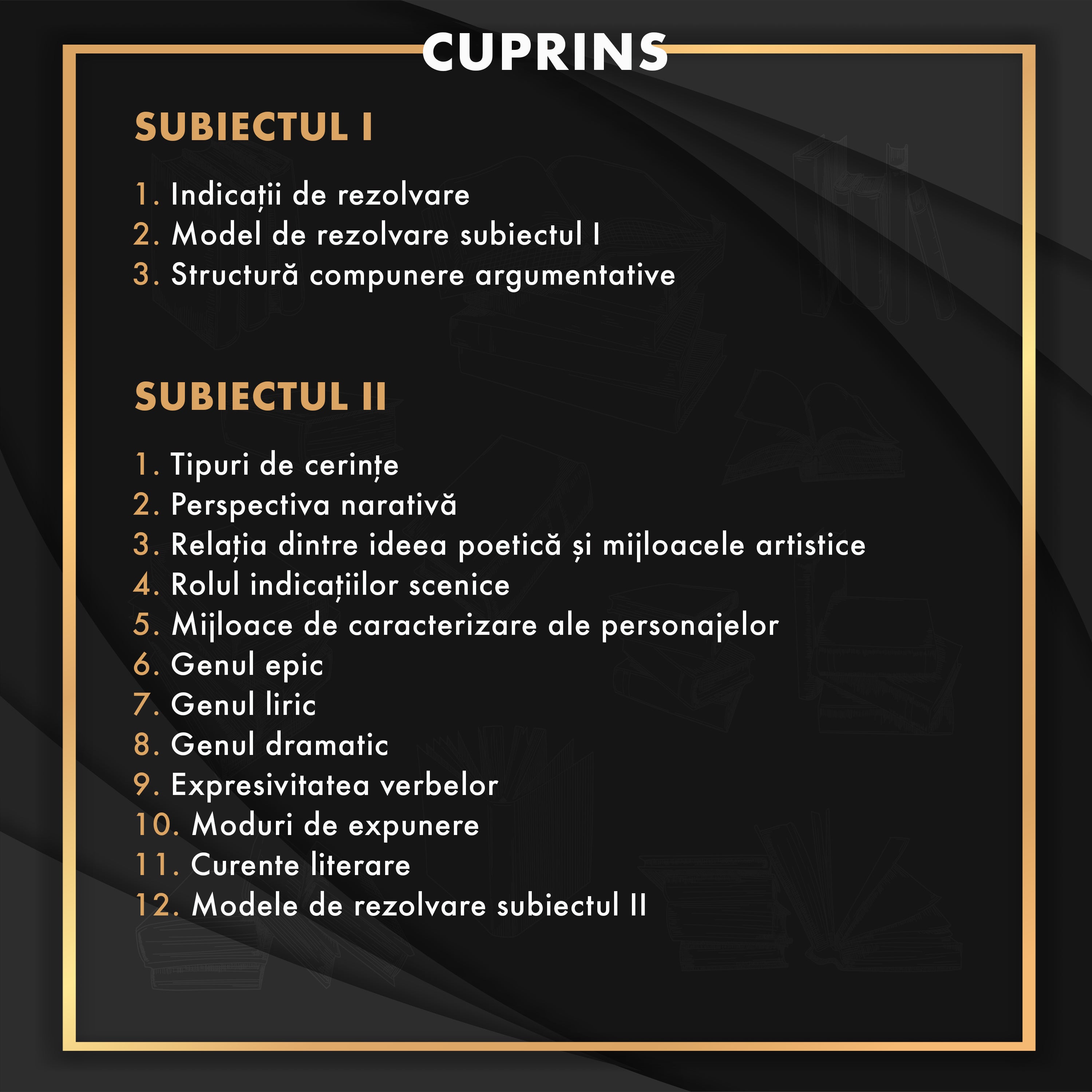 Cuprins Carte Bacalaureat Română